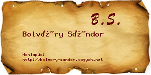 Bolváry Sándor névjegykártya
