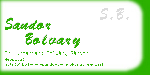 sandor bolvary business card